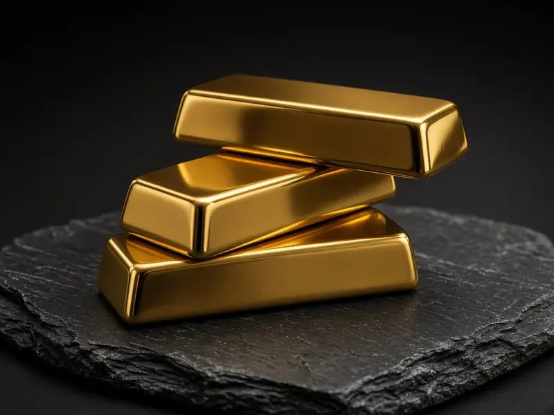 Three stacked gold bars on dark slate