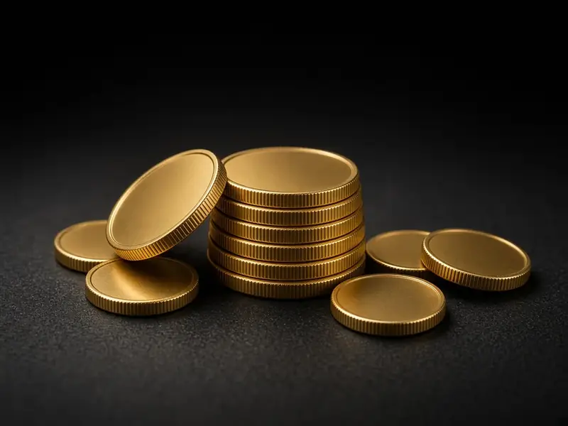Stacks of gold coins on a black surface